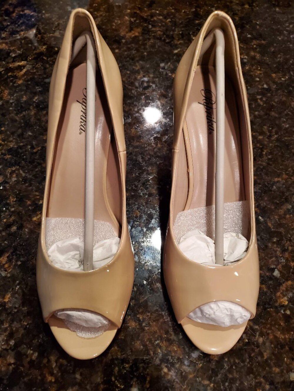 Paprika Open Toe Nude 3 inch Heels Size 10 Dress Shoes